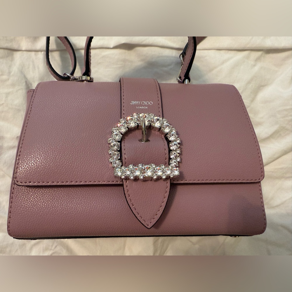 Jimmy Choo Purple Crossbody Bag with Crystal Buckle